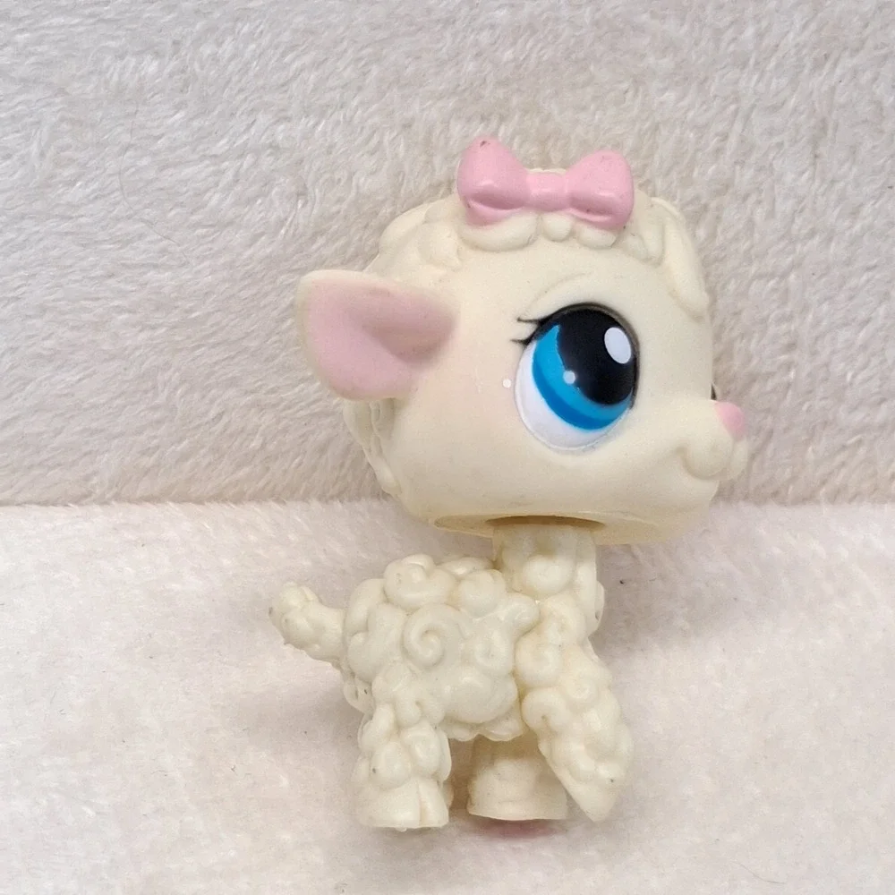 Hasbro Littlest Pet Shop Lamb 186 LPS Pink Bow Played Condition READ